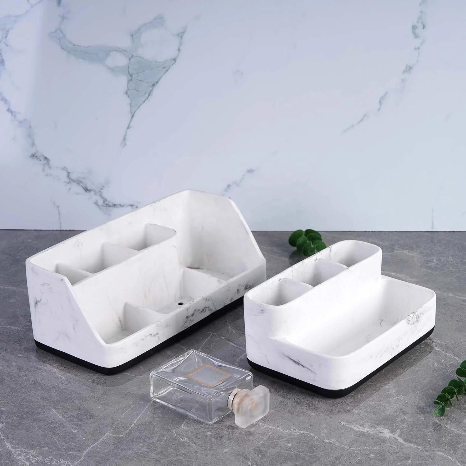 ODM OEM Best Quality Resin Small counter stand Accessories Marble Bathroom Storage Organizer