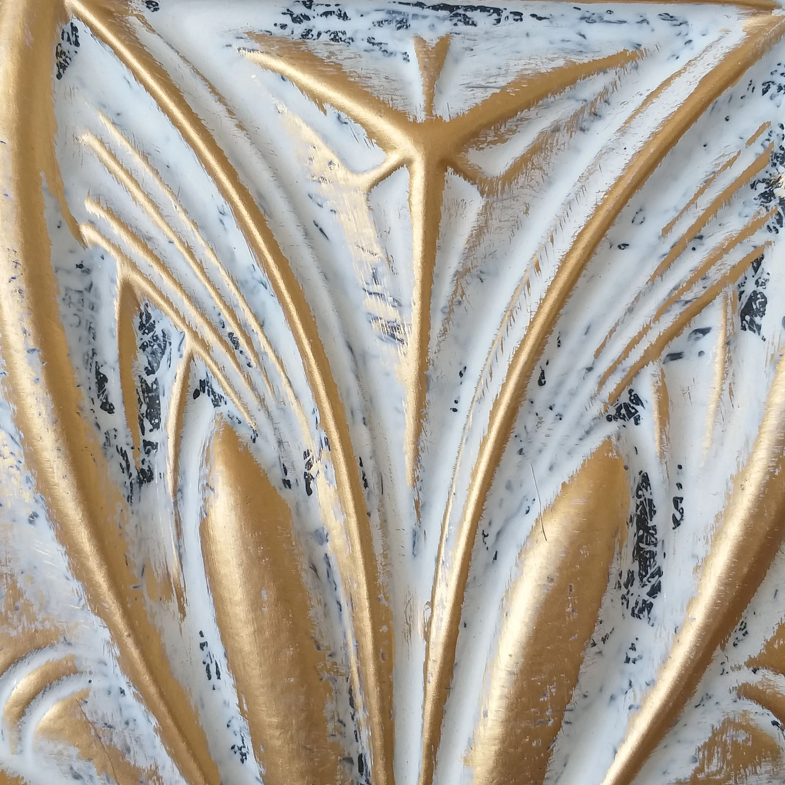 PL10 Faux tin finishes Artistic 3D embossed  aged white gold ceiling tiles