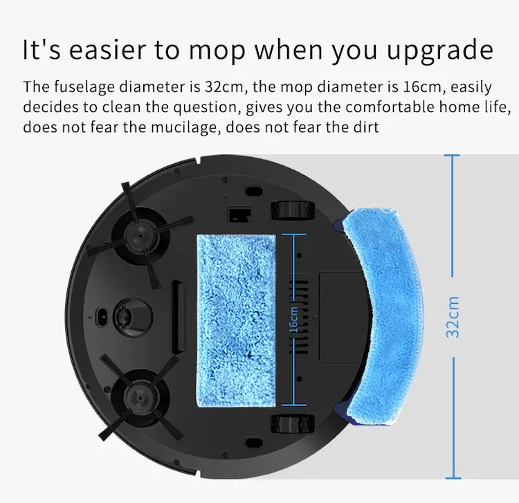 Hot Selling 3-in-1 Wet & Dry Automatic Cleaning Machine Household Sweeping Mop with Intelligent Control USB Battery Power Source