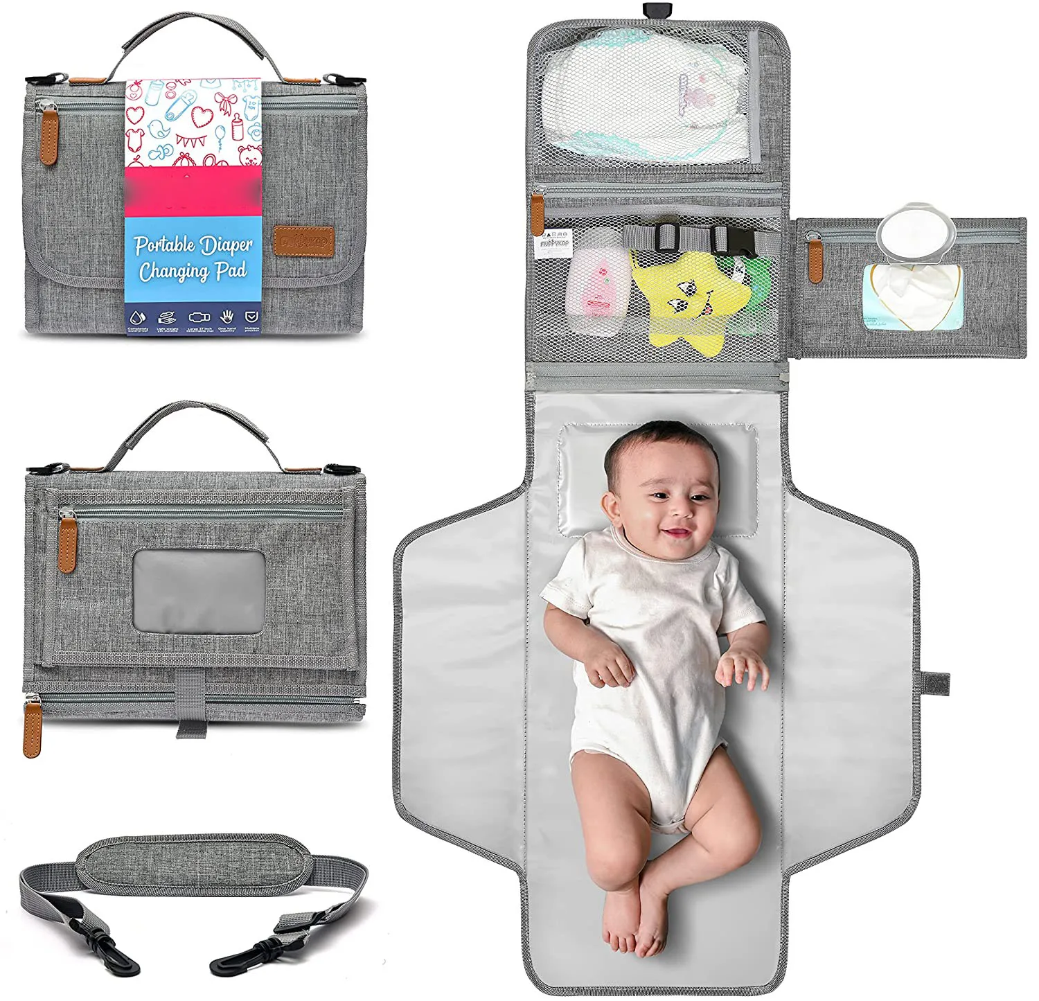 Wholesale price Foldable Custom Baby Changing Mat Waterproof Diaper Bag Stroller Portable Baby Diaper Changing Pad