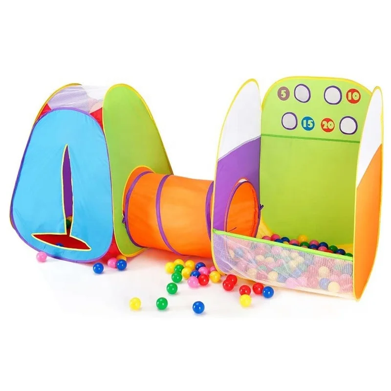 Hot sale portable  pop up  3 pcs  rainbow ball pit tent and tunnel set