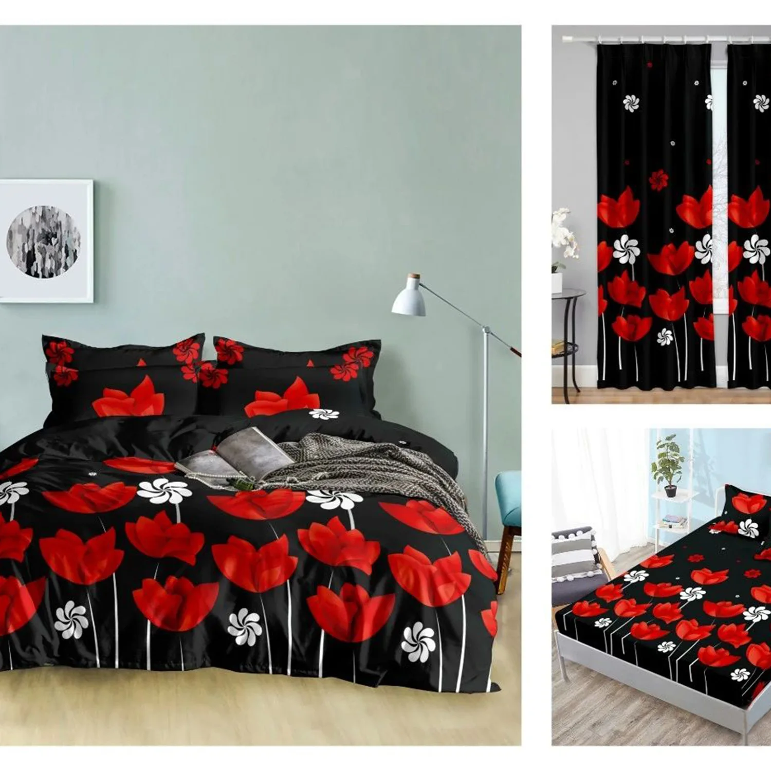 High Quality 3d Printed Girls Curtain Bedding Sets  6pcs Bed Curtains And Bedsheets for Home and Bedroom