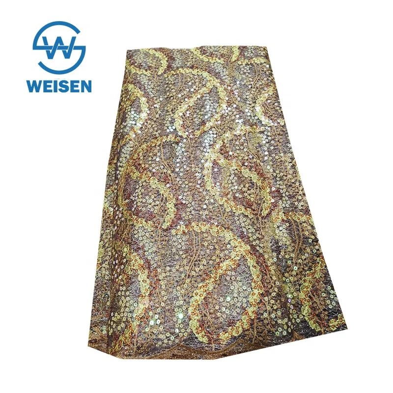 Dubai Sequin Embroidery Design Matte Wedding Dress Knitting Swiss Lace Fabric