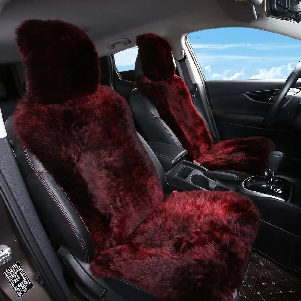 
Sheepskin fur Car Seat Covers, Universal Size Australian long Wool Car Seat Cushion for Adult Man Women, 1 Piece Seat 