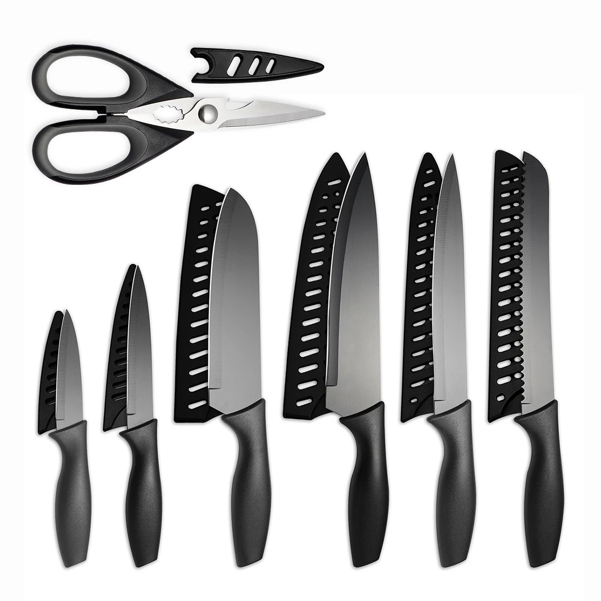 7pcs/Set Kitchen Knives Resin Handle Fruit Sashimi Butcher Boning Chef Knife Set With Scissors Stainless Steel Kitchen Knife Set