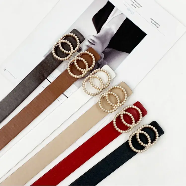 Fashion belts for women waist round bucklepearl belt for  dresses Jeans girls ladies factory wholesale