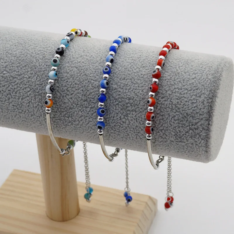 Kingcome Simple Devil Eye Bracelets Ins Style Greek Turkey Glass Ball Beaded Evil Angel Eye Bracelet