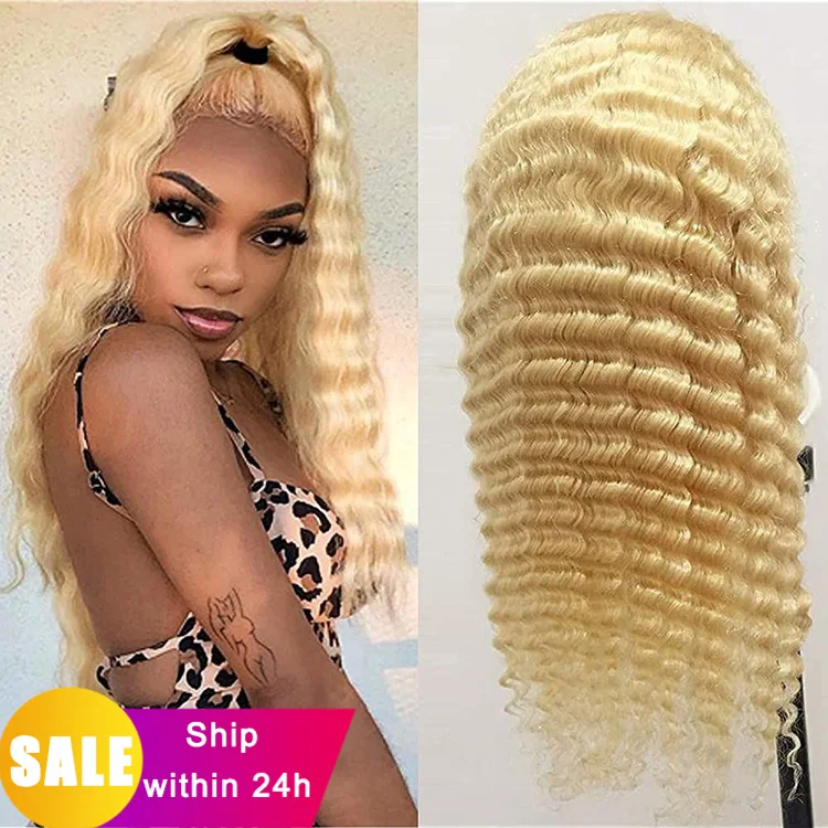 34 Inch Deep Wave Wig Peruvian 13X4 Hd Lace 613 Deep Wave Frontal Wig Fall Lace Front Brazilian Wigs For Black Women