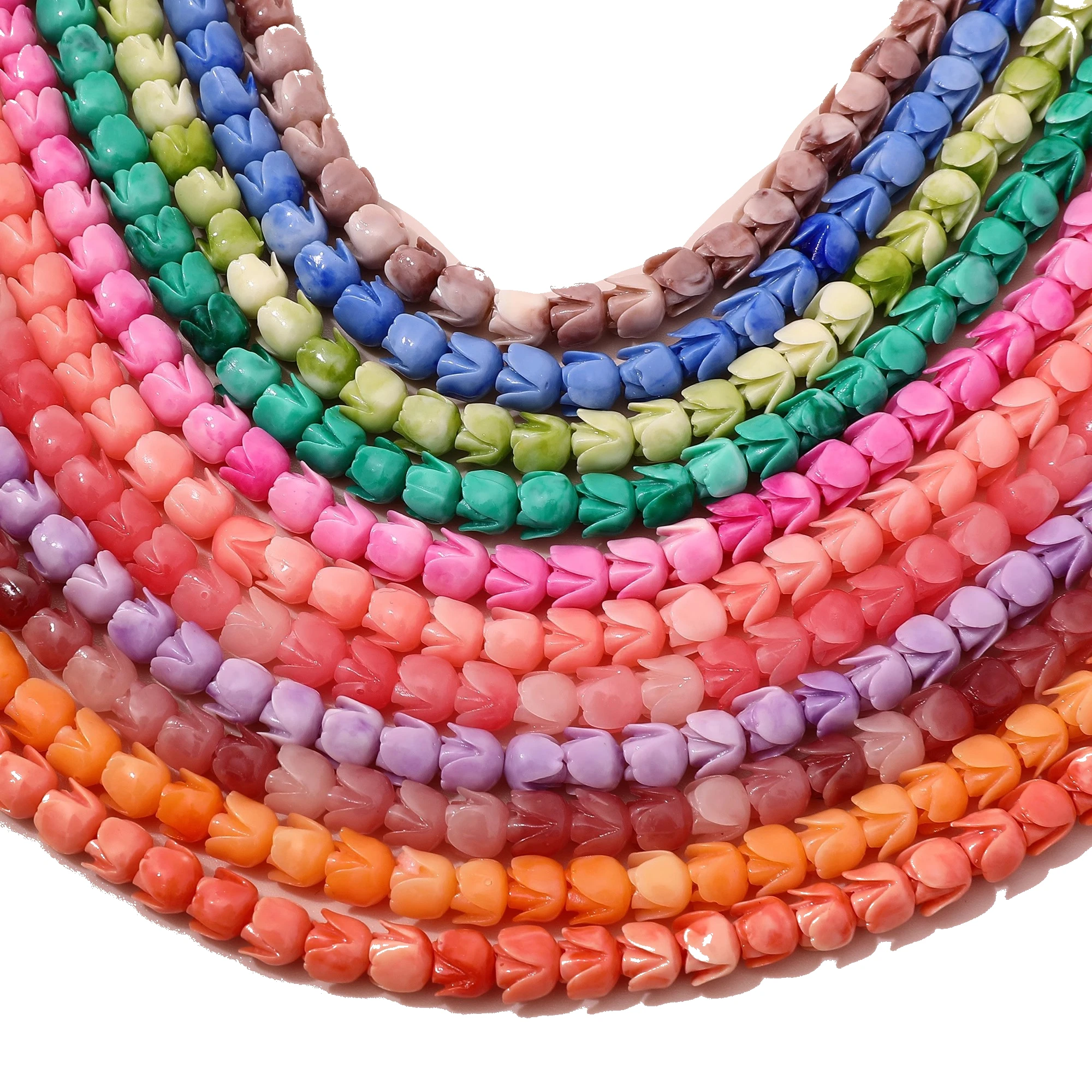 Hot sale hawaiian jewelry carved shell coral plastic resin flower rose bead 7mm 10mm