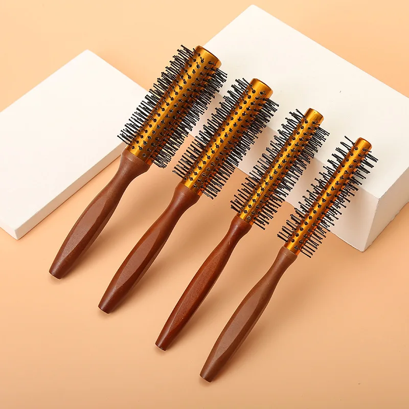 OEM Natural Wood Handle Hair Styling Tools Professional Salon Hair Brush Set Extra Long Roll Hair Brushes