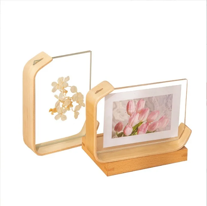 Clear Acrylic Border Modern Picture Frame with Back Stand Custom Lucite 4 X 6 Photo Frame with Border
