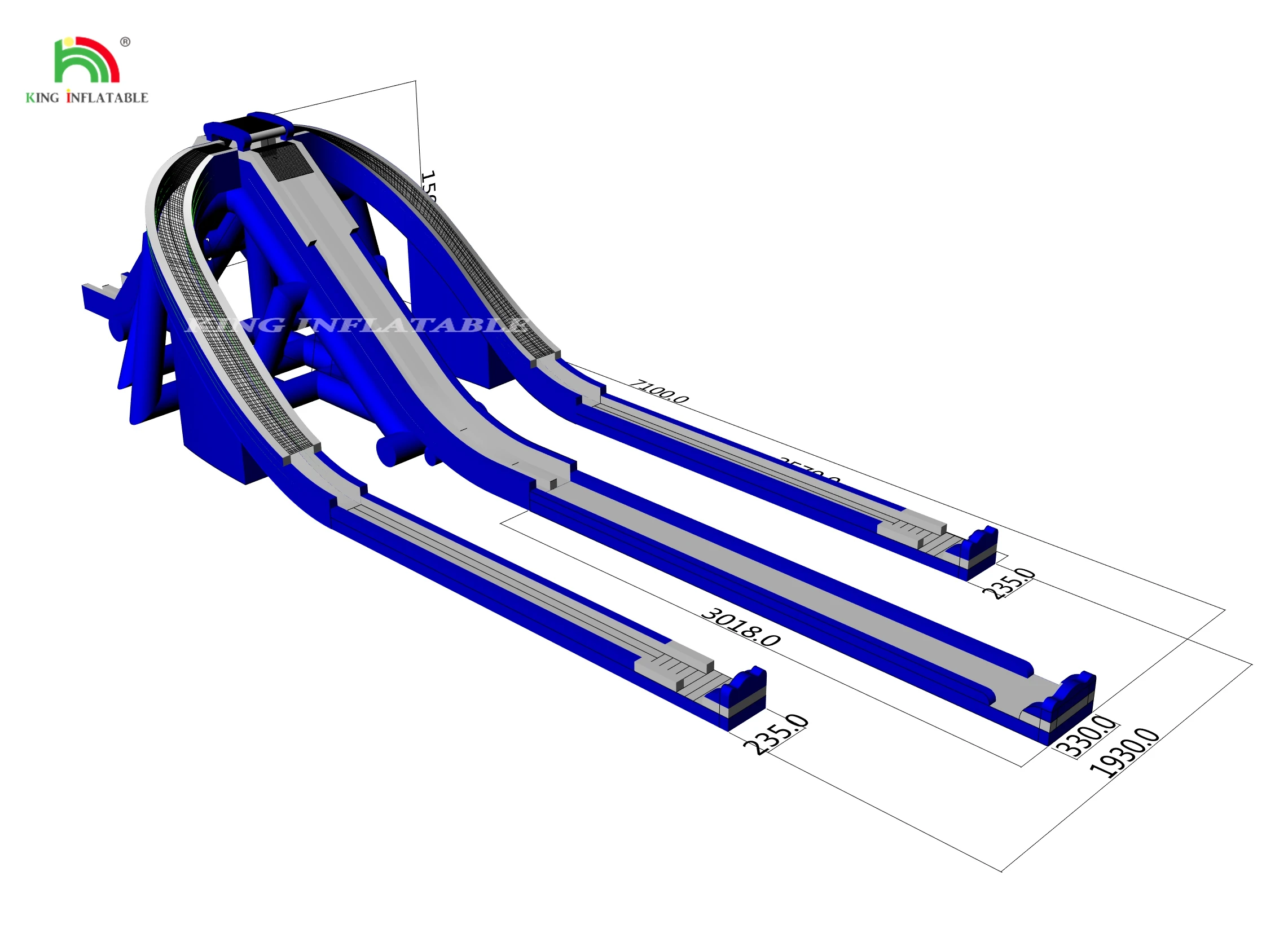 Outdoor Amusement Park Three Channels Water Entertainment Big Water Slide Inflatable