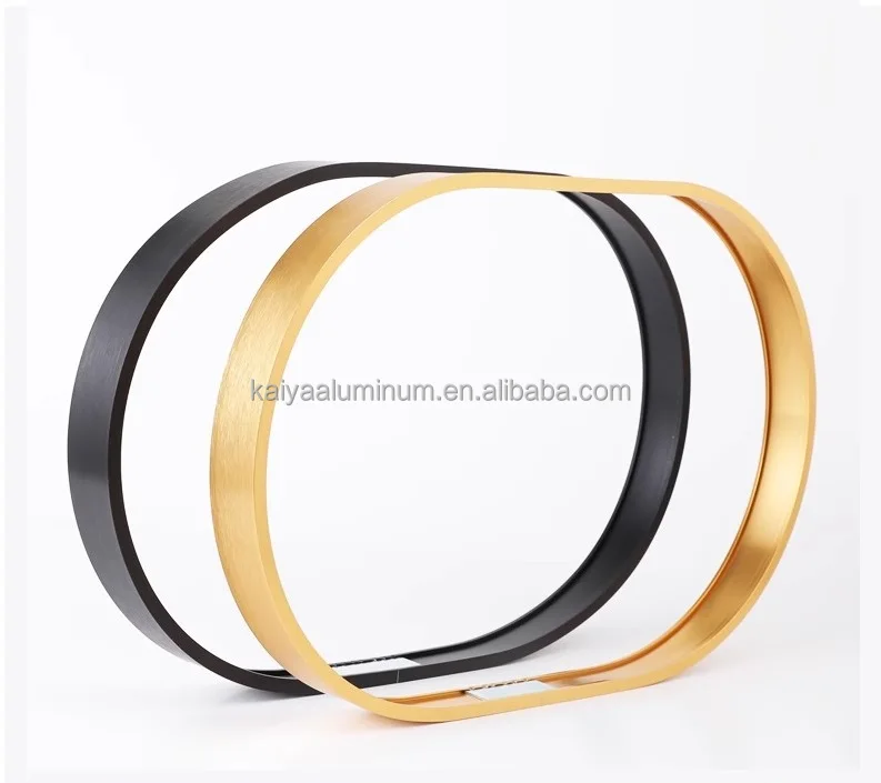 OEM/ODM Factory Price Silver Gold Black Luxury High-end Modern Brushed Aluminum Frame Metal Round Corner Mirror Frame