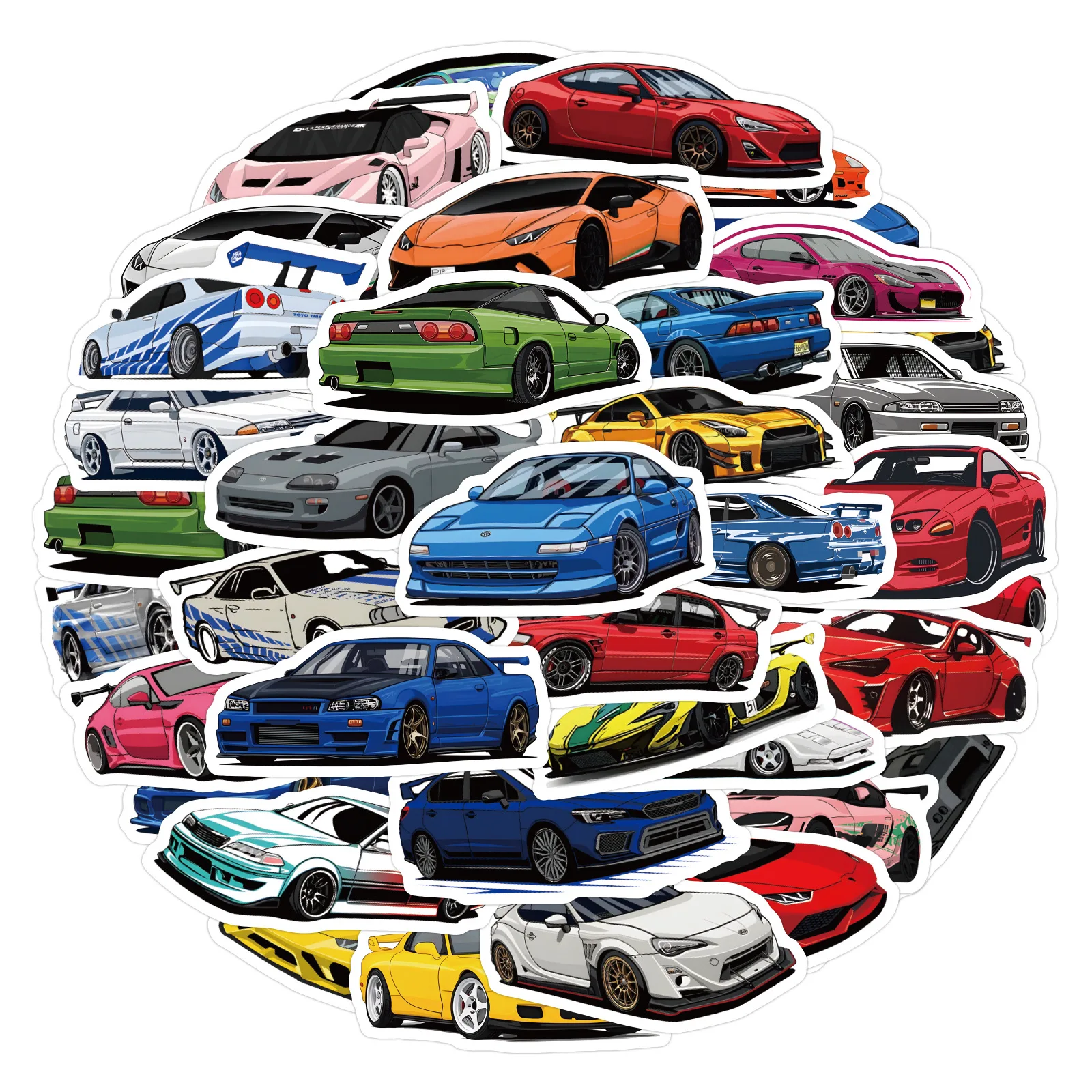 ZY2812C 60Pcs JDM Sport Super Car Scrapbook Graffiti DIY Stickers Decorative Cup Guitar Laptop Luggage Vinyl Waterproof Stickers