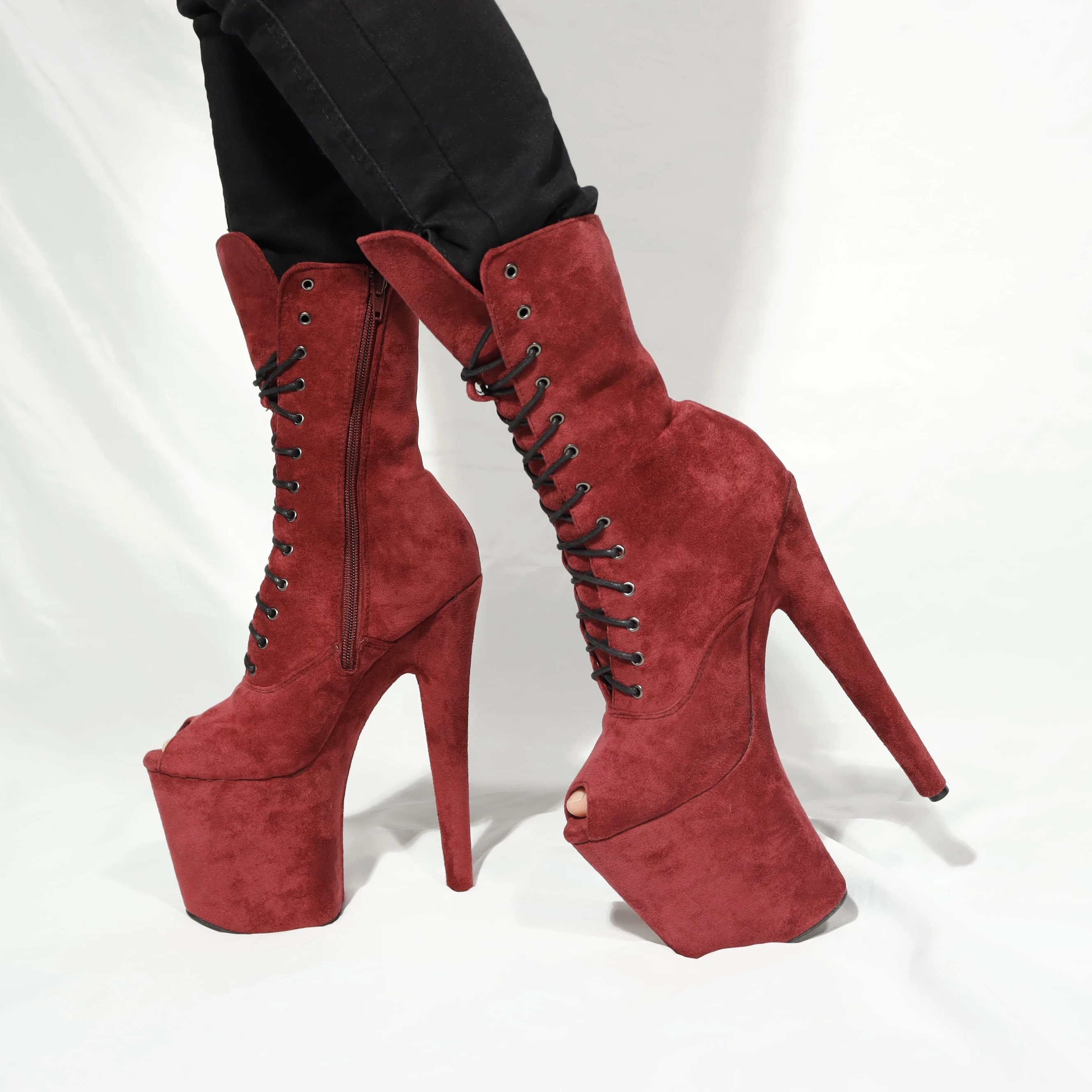 20 cm women Heel shoes Chaussure Femme dance heels strippers peep-toe exotic dance shoes Ankle sexy pole dance Boots shoes women