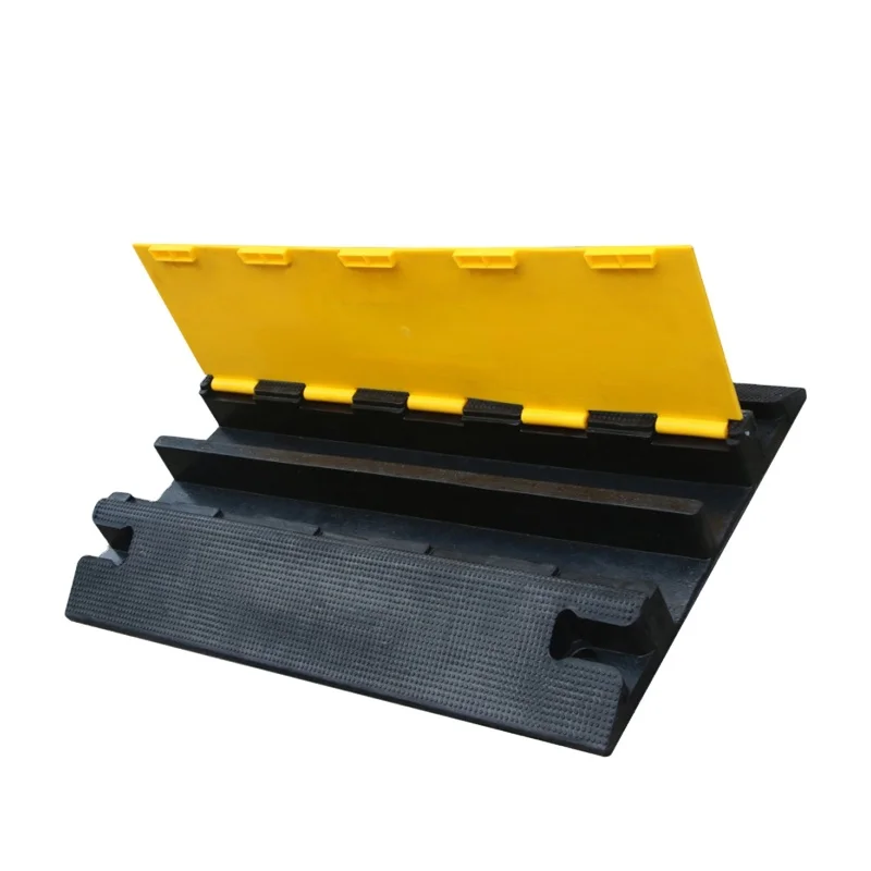 21kg Speed Bump 980*580*90mm Rubber Cable Cord Protector with PVC Cover Indoor & Outdoor Roadway Safety Trunking Cover