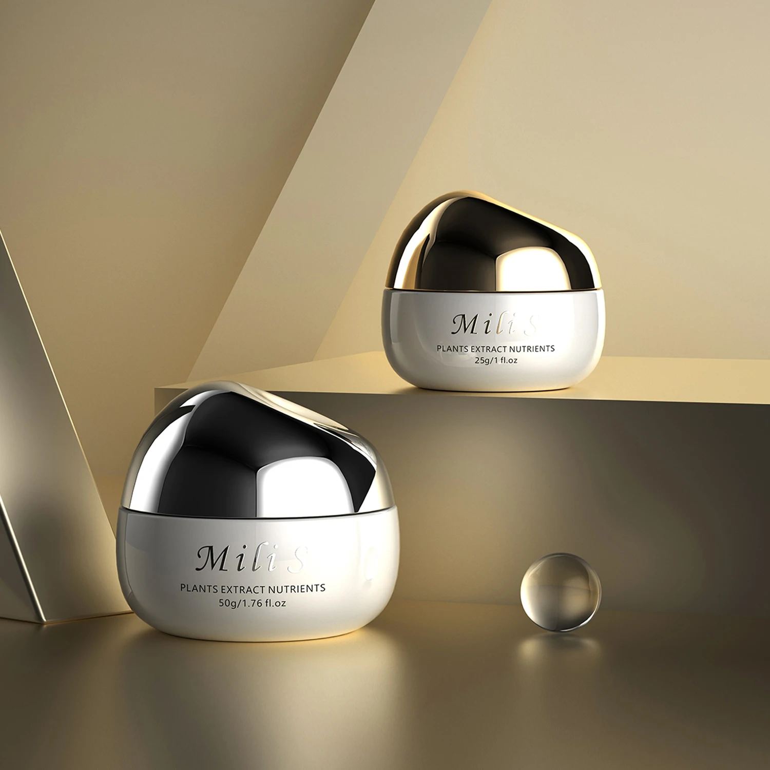 25g 50g 100g Eco Friendly Double Wall Cosmetic Container Face Cream Packaging Glass Jar With Plastic Lid