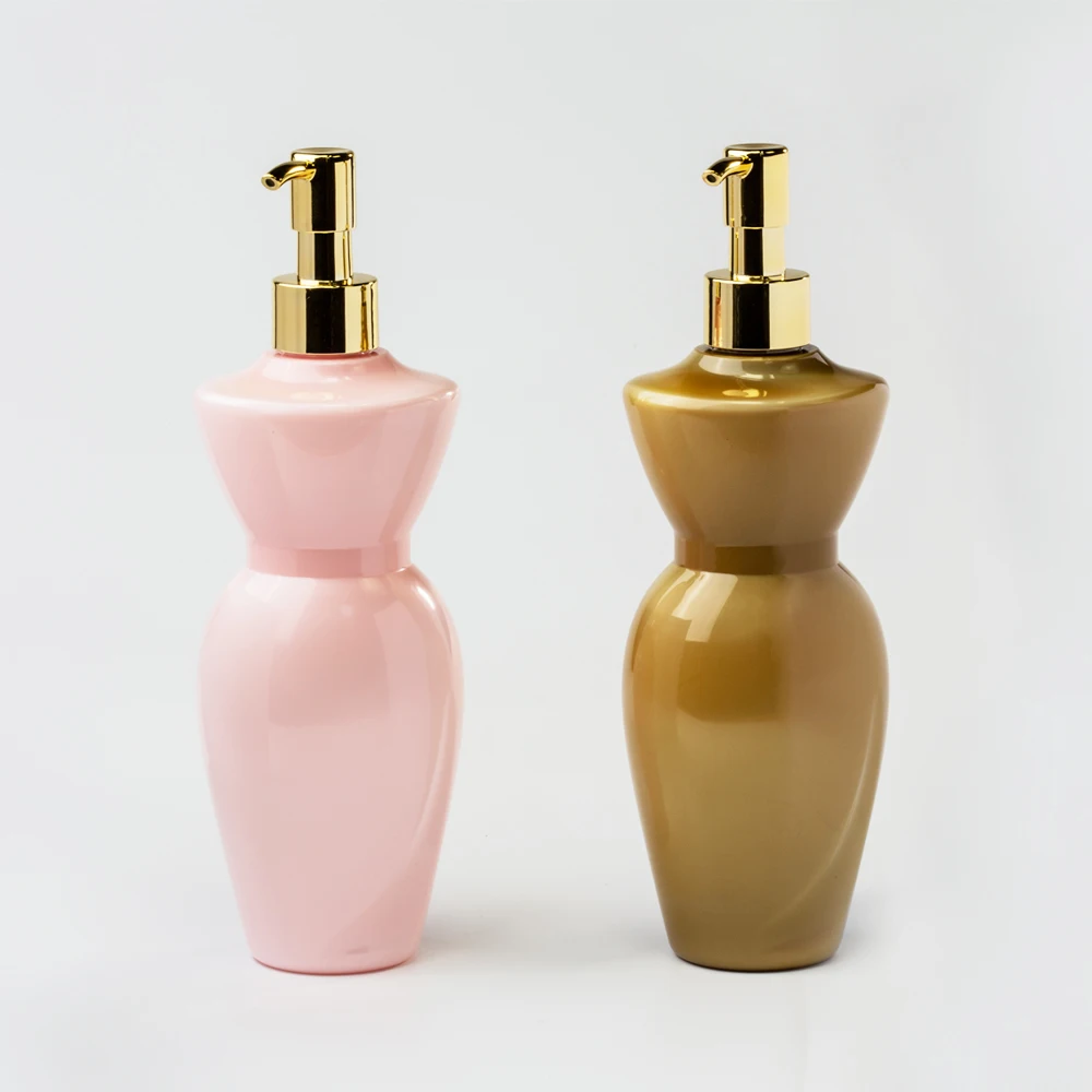 Custom 250ml 8oz Plastic Cosmetic Beauty Skincar PET Pink Shampoo And Conditioner Shower Gel BottleWith Pump Cap