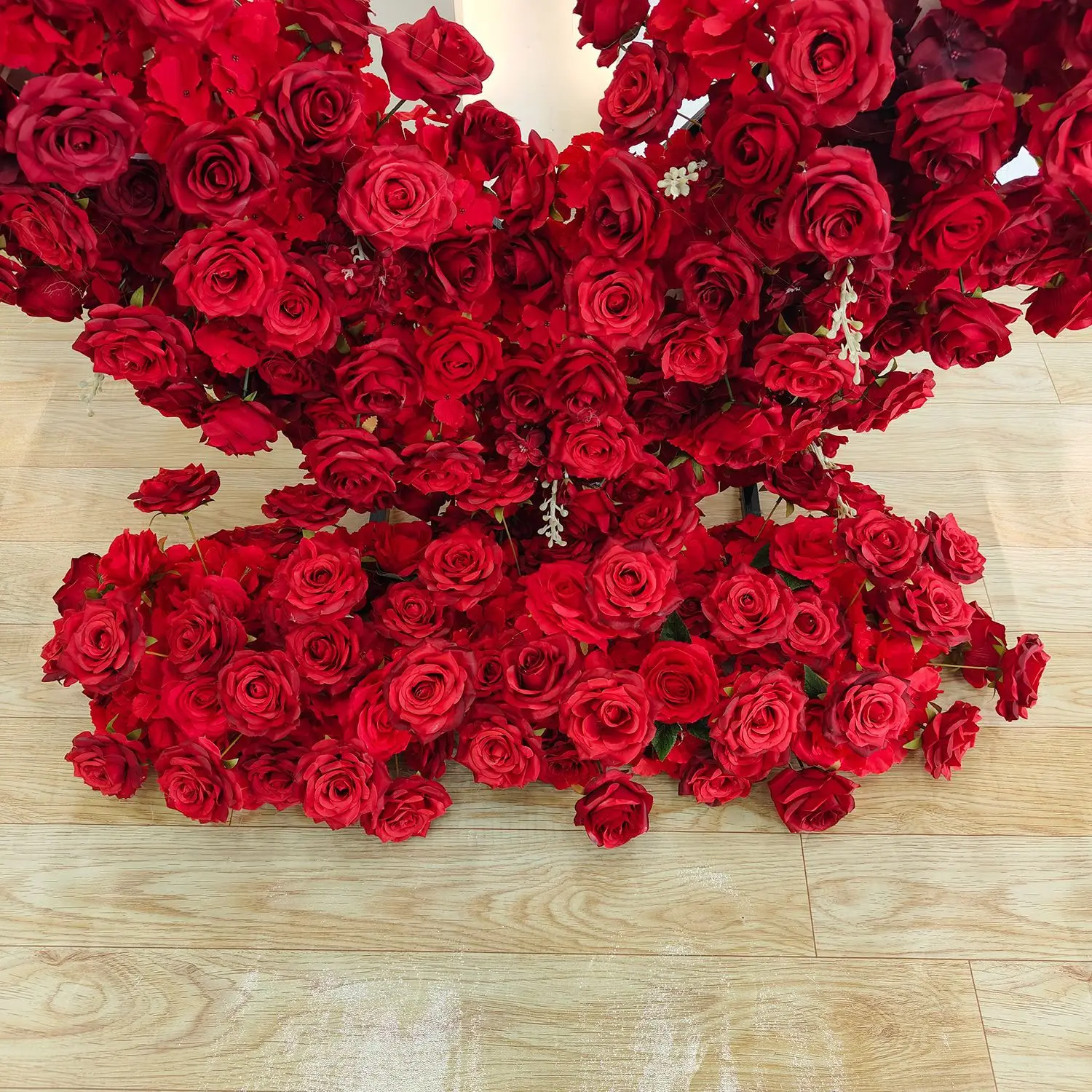 2m Red Heart-Shaped Floral Arch Decoration Cross-Border Wedding Stage Background Arrangement Christmas Fake Silk Flowers