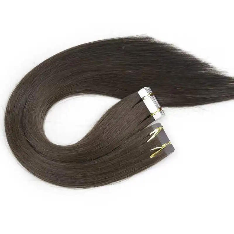 Brazilian Hair Tape in Extensions Remy Grade Silky Straight Wave Machine Double Weft Raw Human Hair