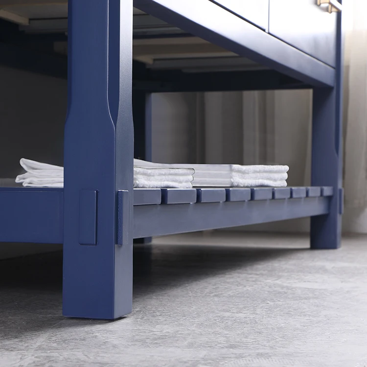 hot sale American Style classic custom waterproof  60 inch Blue Double Vanity  Wood Bathroom Vanities with Mirror cabinet