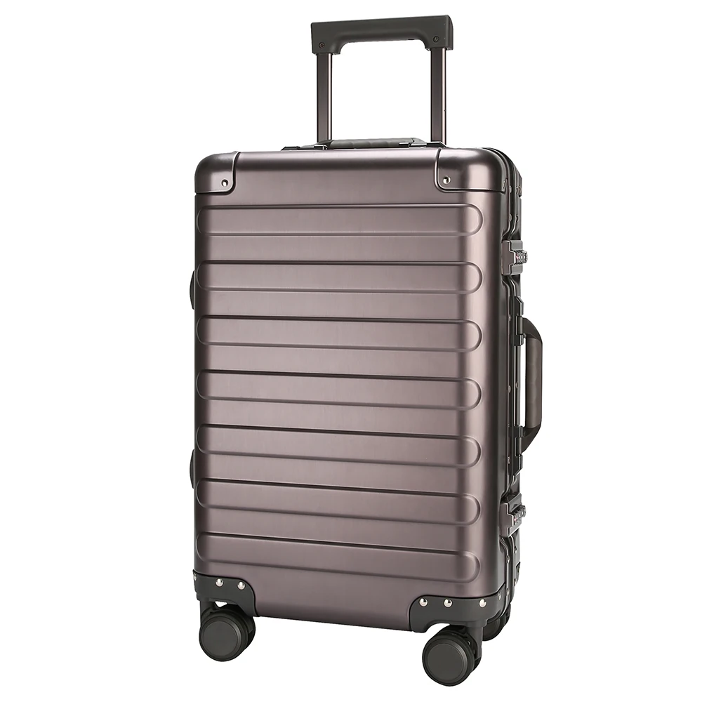 vintage grey aluminum frame suitcase 360 Degree Universal Wheels Firm Hard shell travel carry-on cabin trunk luggage sets
