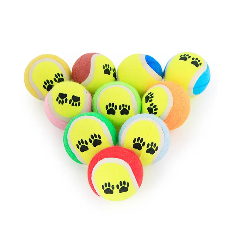 Тренировочный эластичный теннисный мяч для собак, игрушка для домашних животных, игрушка с принтом лапы, для собак, для игры в теннисный мяч