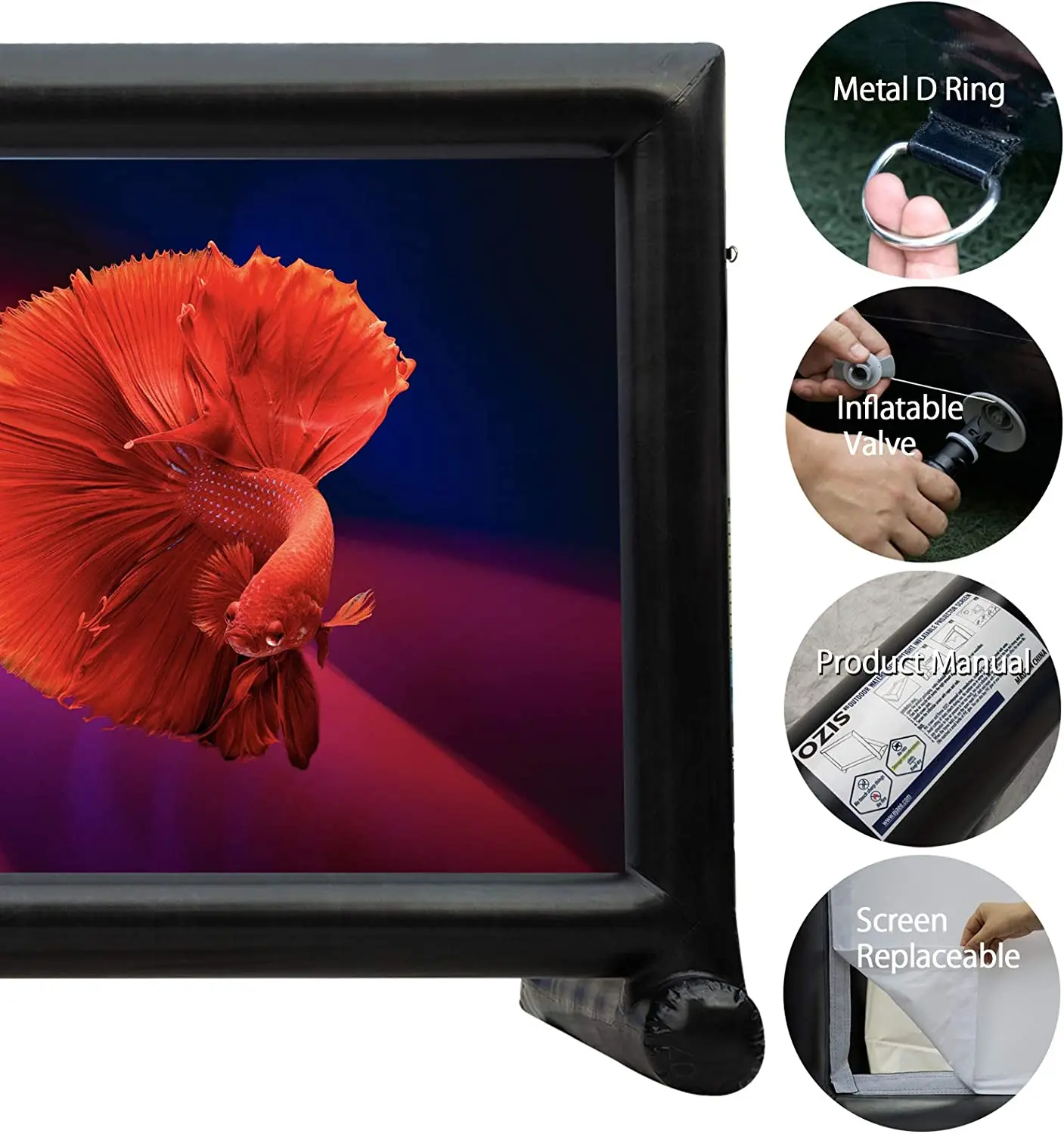 OZIS16ft Waterproof Large Blow Up Projector Inflatable Screen With Blower Outdoor Movie Screen Inflatable