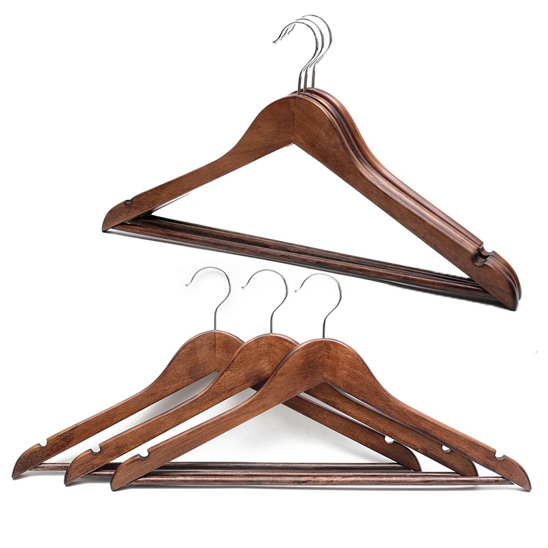 Manufacturer  Wholesale Custom Wooden Hanger with Non Slip Notches