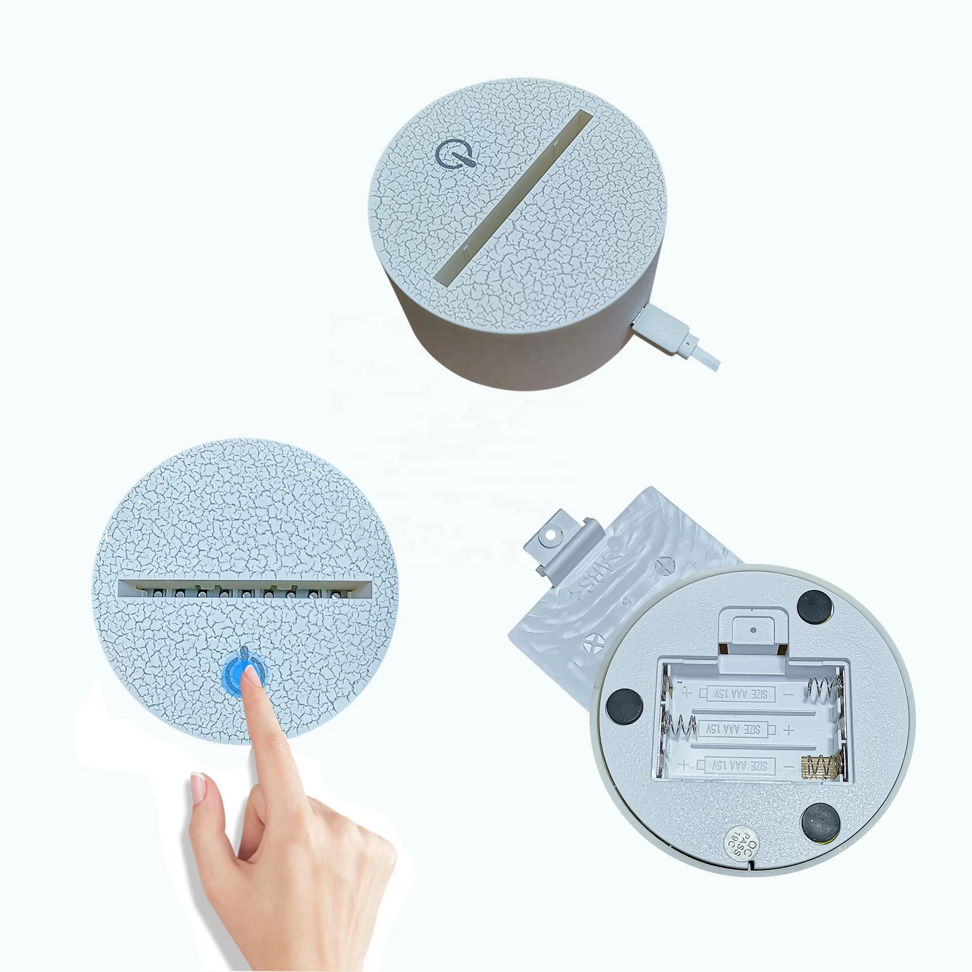 Праздничная атмосфера, 7 цветов, изменение черных трещин, индивидуальный логотип, светодиодный рождественский подарок, 3D ночник, осветительная база