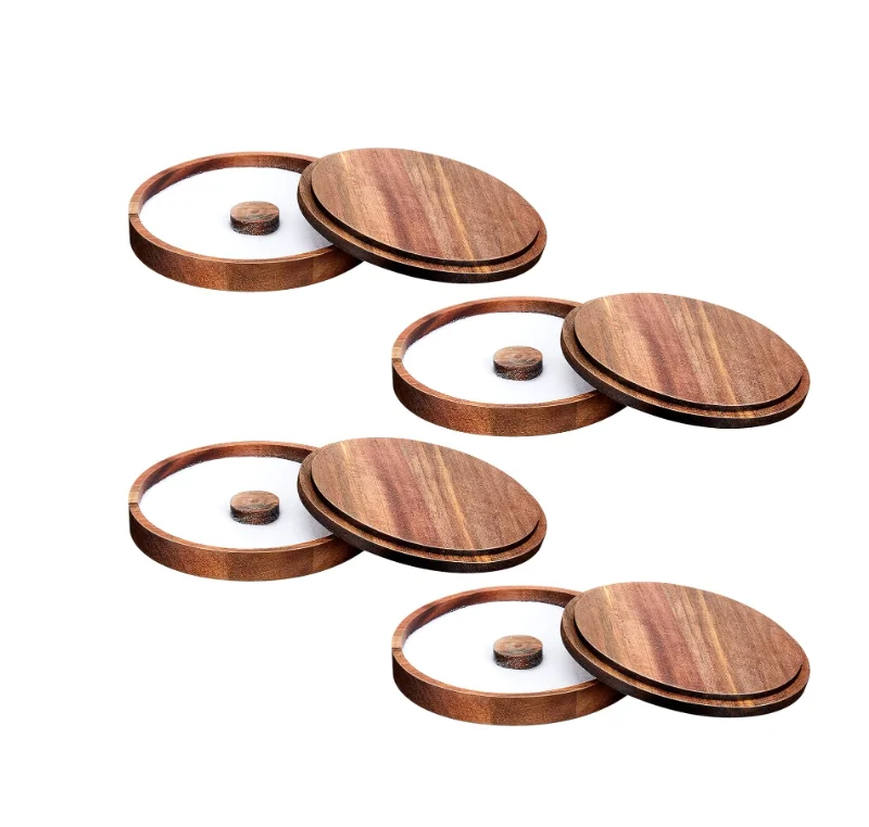 Acacia Wood Margarita Salt Rimmer Set Glass Rimmer with Lid Home Bar Accessories