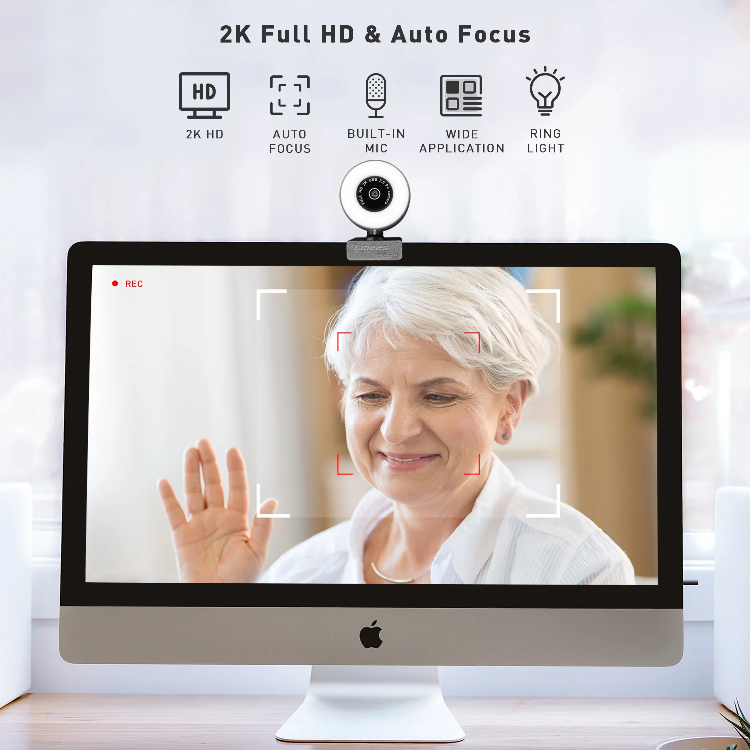  Jabees 1080p Встроенный микрофон 2K крепление для автоматической фокусировки света веб-камера ПК компьютера ноутбука настольного YouTube