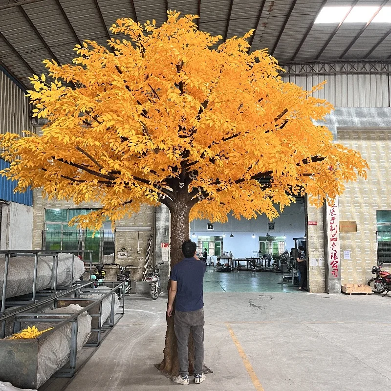 Outdoor With Uv High Quality Large Artificial Ficus Tree Outdoor Decoration Artificial Banyan Tree Yellow Color