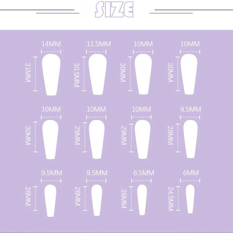 Full Cover Fingernails 24pcs/box False Nails Press On Nails Coffin Custom False Nails Artificial Fingernails