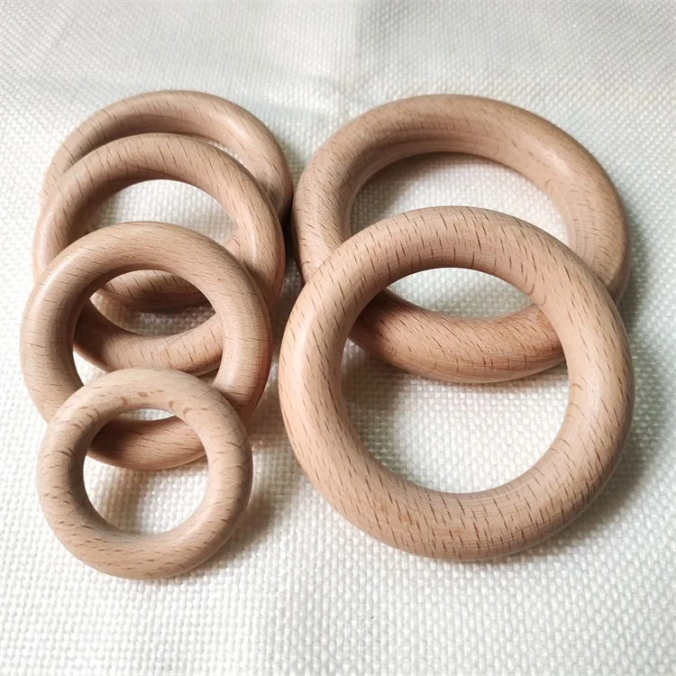 25-120mm Beech Wood  Ring Natural Round Wooden Baby Teething Ring Wood Circle  DIY Necklace Ring