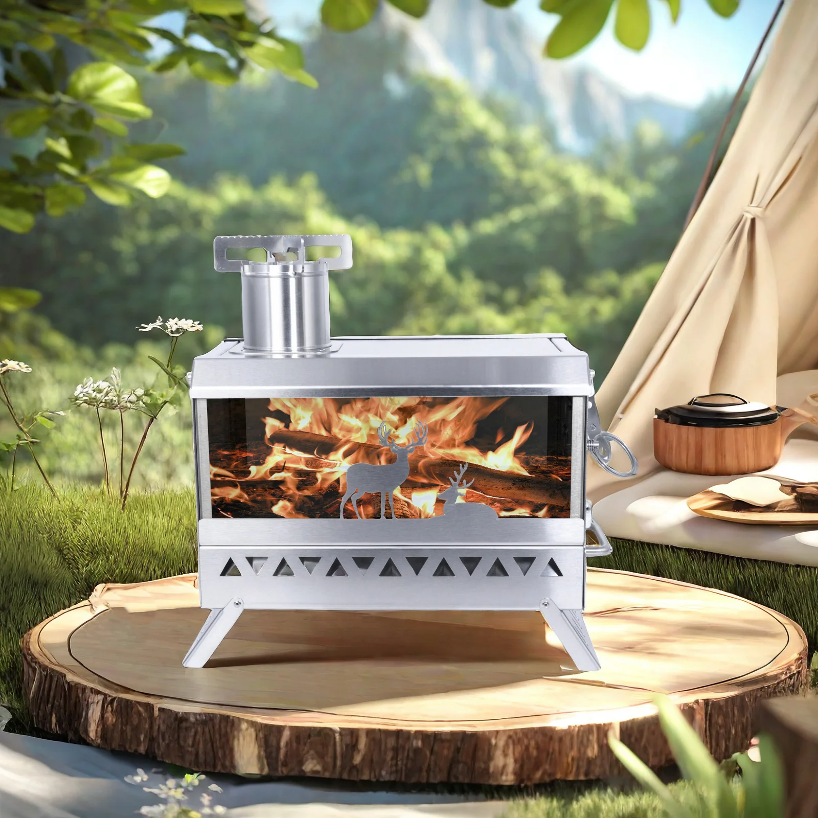 Stainless Steel Smokeless Non-stick Mat Bbq Charcoal Grill Commercial Pizza Oven Wood Fire