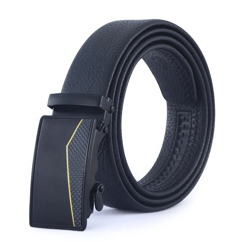 Z0057 Wholesale New Adjustable Automatic Buckle Business Men Black Leather Belts