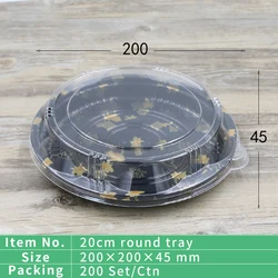 Disposable BOPS Round To Go Sushi Takeaway Container Plastic Food Packaging Boxes Trays With Lid