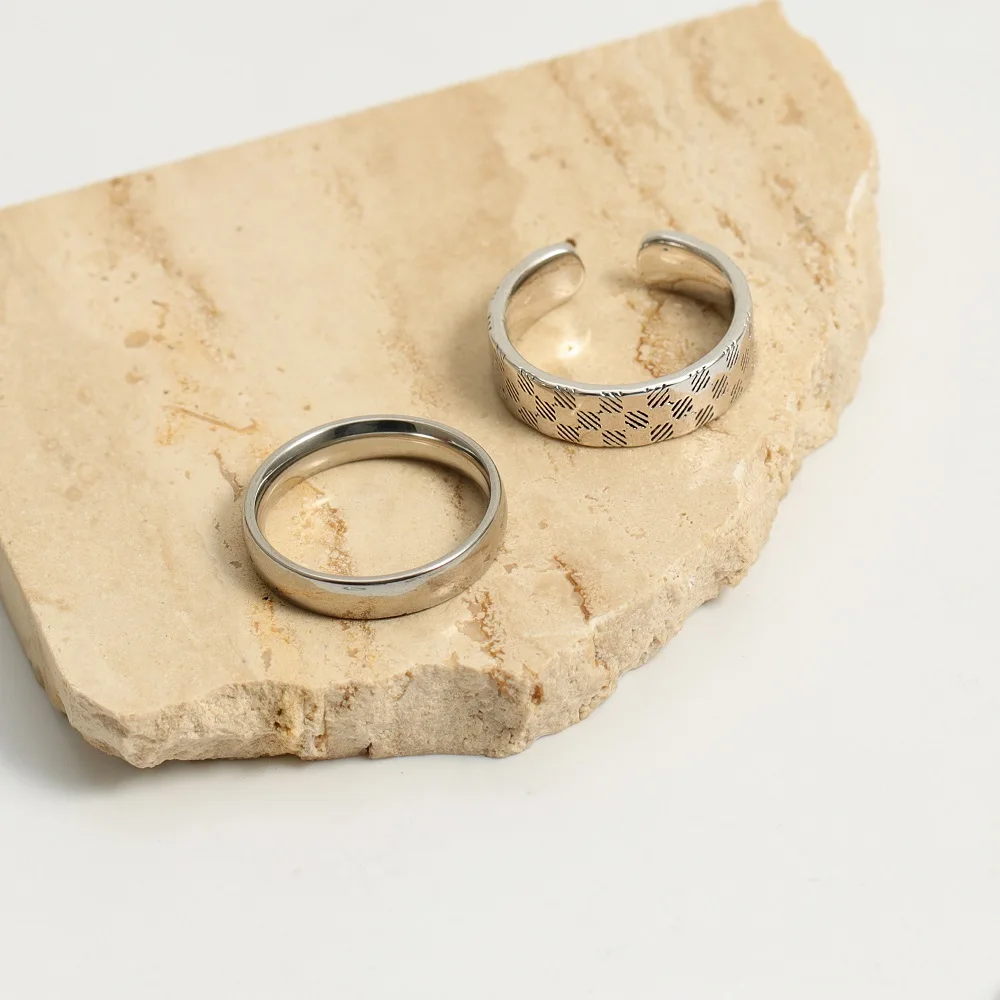 Custom Stainless Steel Stackable Eternity Tennis Iced Out Star Heart Engraved Rings Jewelry Women