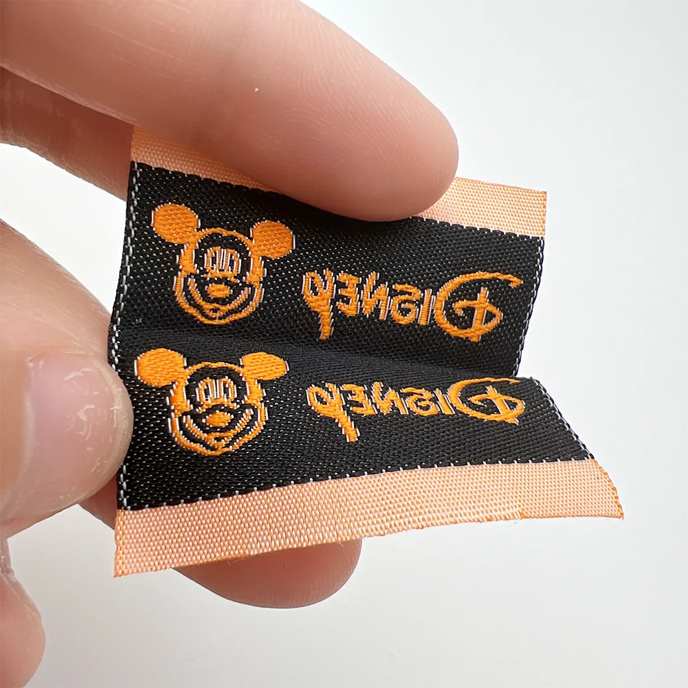 Eco-friendly Customized Your Own Trademark White Collar Tags End Fold Soft Woven Labels For Sweaters