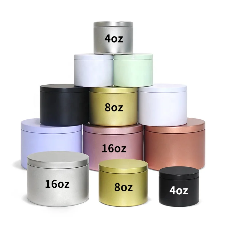 Wholesale Luxury Soy Wax Tin Cans for Candles Scented Candle Tins With Lid 8oz 2oz 4Oz 16Oz Seamless Metal Candle tins
