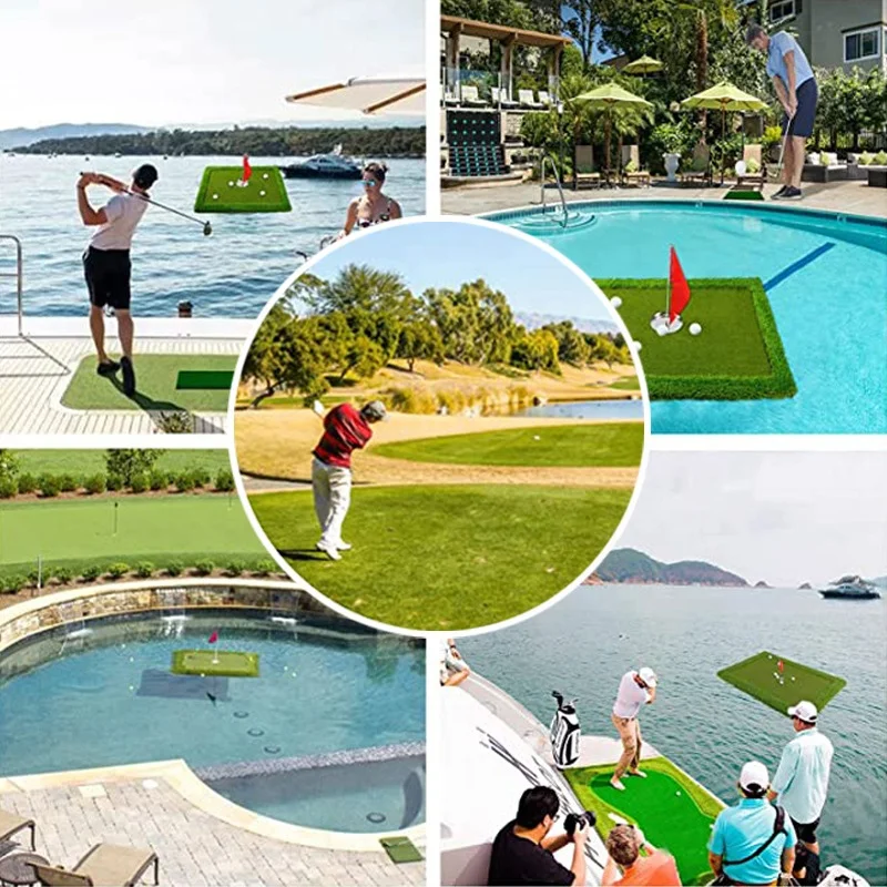 Hot Selling Golf Game Set Chipping Mat Floating Outdoor Water Putting Green Golf Training Mat for Swimming Pool Backyard Party