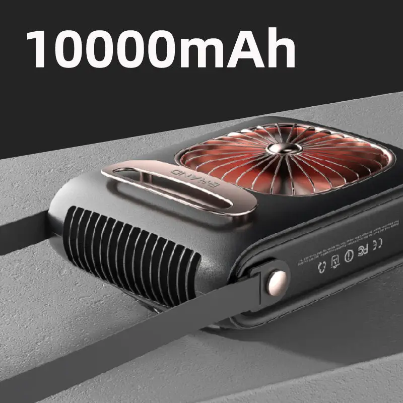 OEM ODM Personal Handheld Mini Neck Cordless Fans 10000Mah Battery Waist Clip on 2 In 1 Power Bank Fan