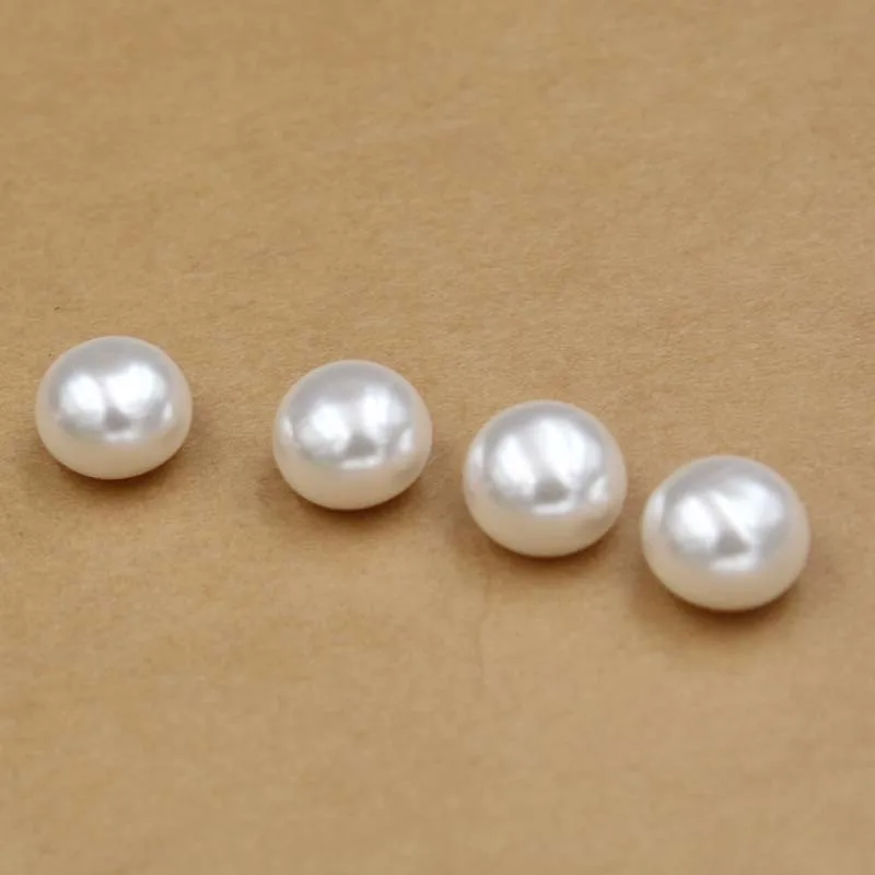 Imitation shell bread loose beads flat round flat-bottomed buns pearl half-hole DIY clothing accessories pearl accessories