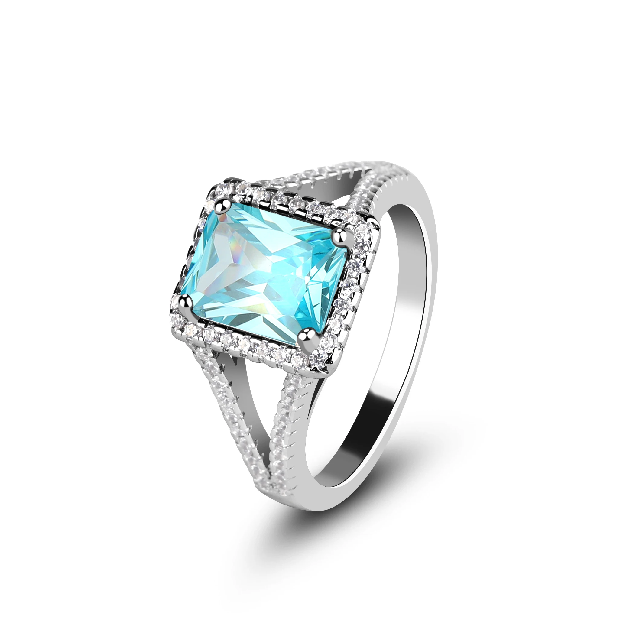 Mascot Luxury Style 925 Silver Blue Tanzanite Big Size Gem Rings Jewelry for Women