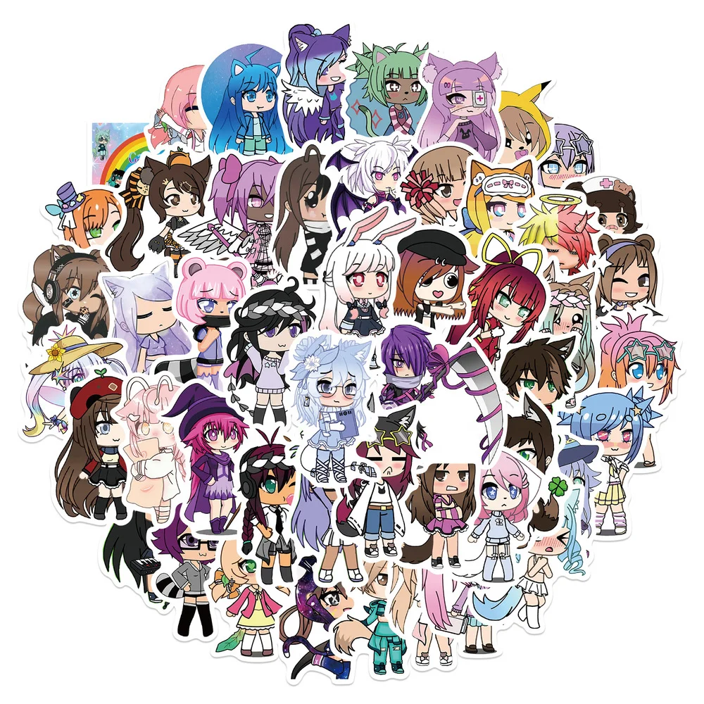 50 шт. Мультяшные милые наклейки Gacha Life, наклейки для багажа, блокнота, холодильника, декоративные наклейки, детские игрушки, оптовая продажа
