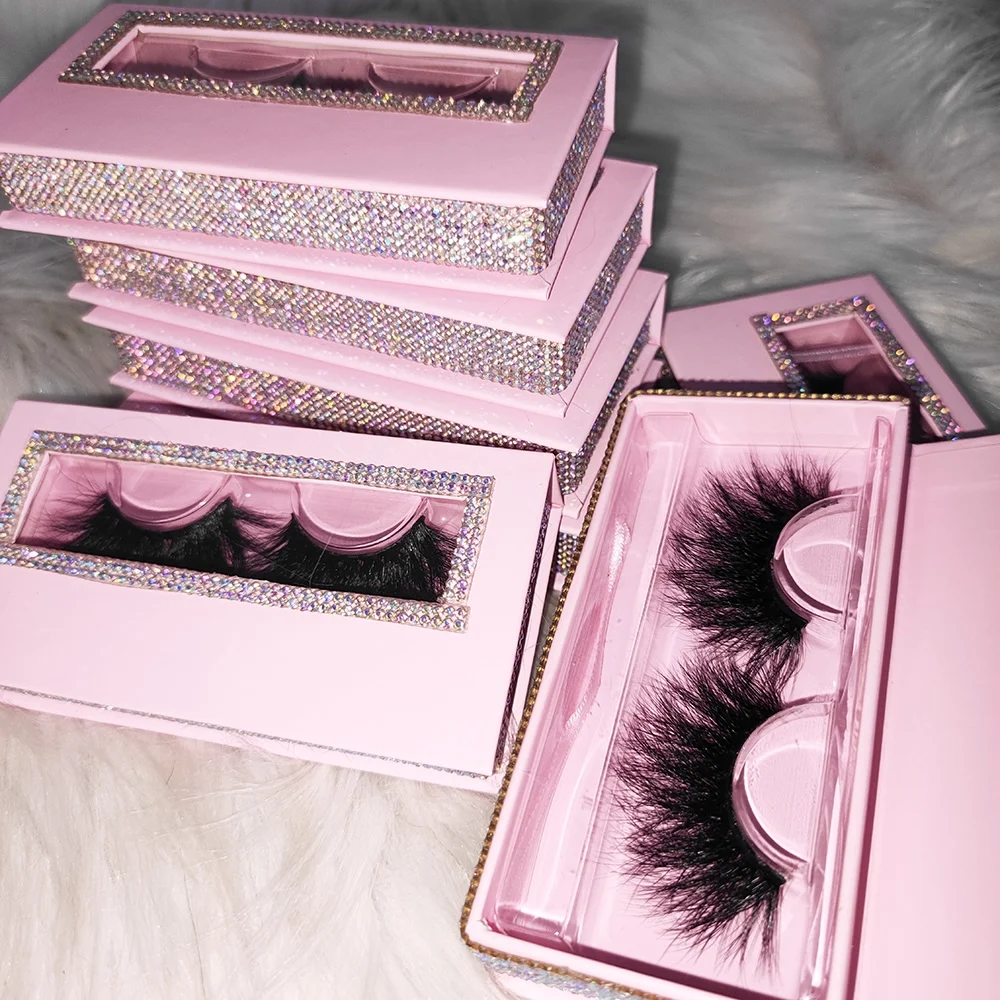 Popular Style Real Mink Eye Lash Top Quality Eyelashes 25mm Fluffy Mink Lashes Custom Packaging