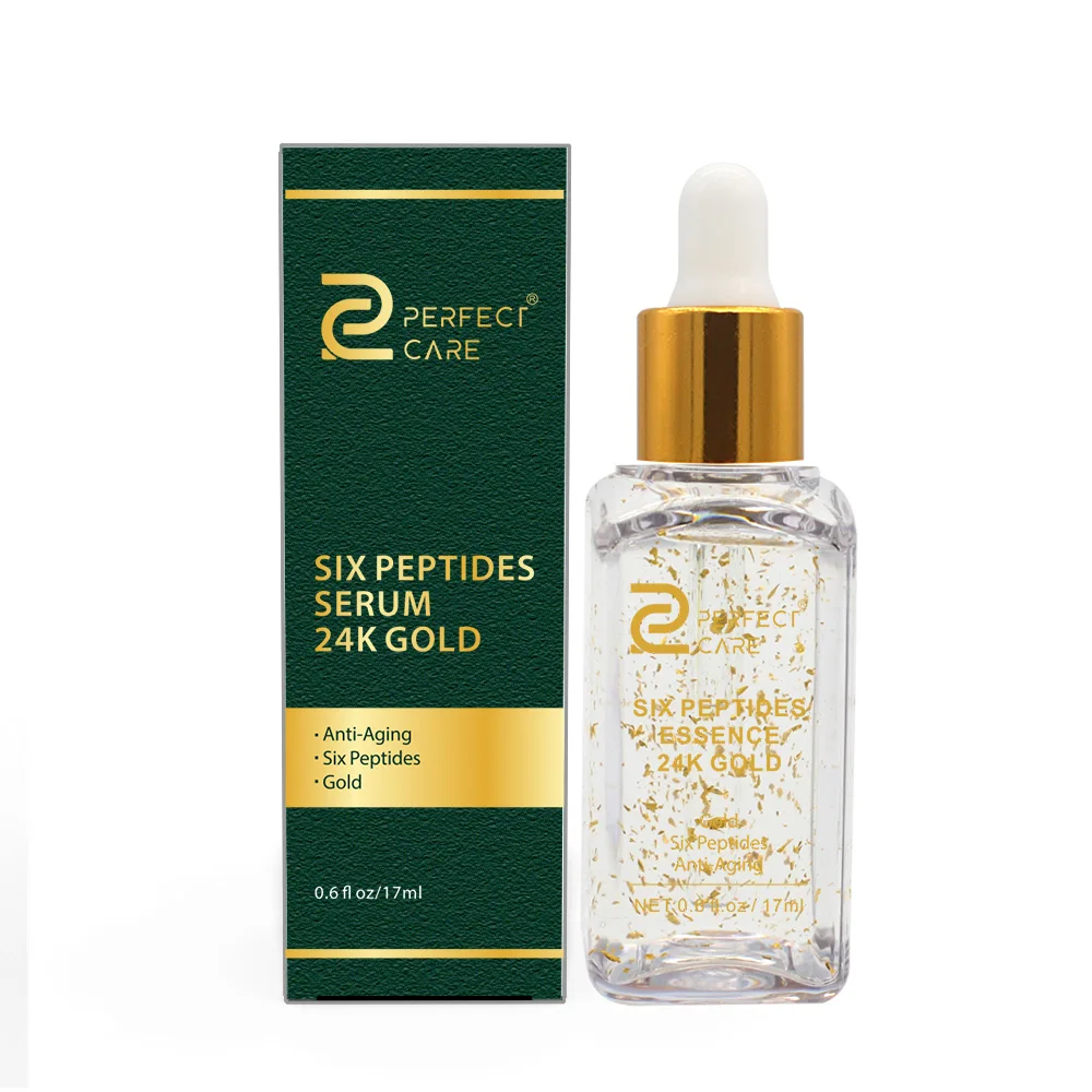 Private Label 24k Gold Facial Six Peptides Serum For Moisturizing Anti Aging Serum