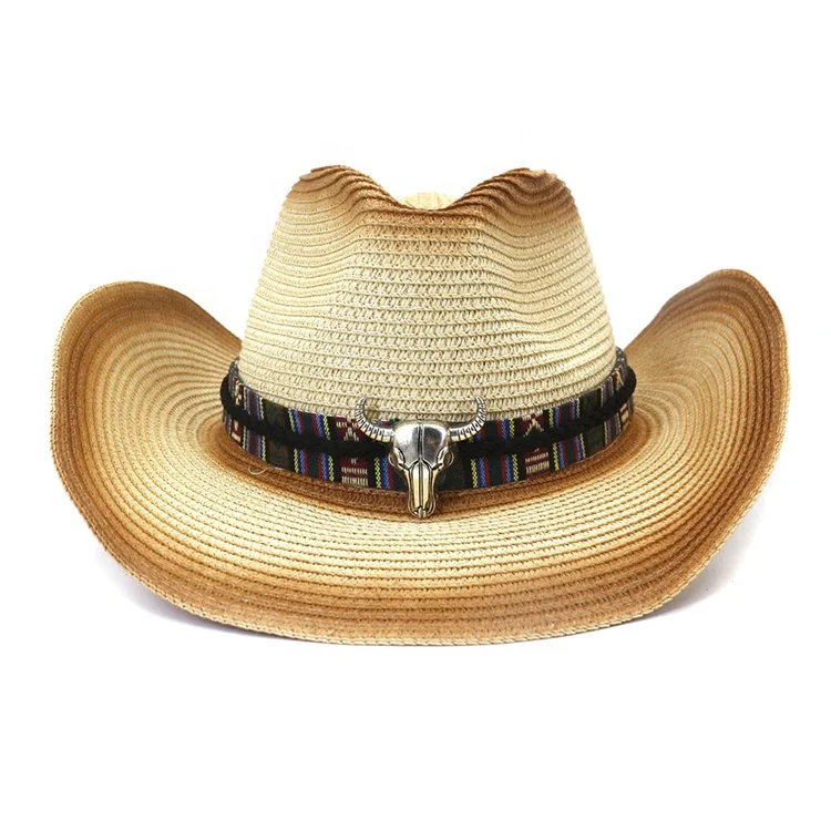 Металлическая Декоративная голова быка модная с широкими полями в западном стиле джазовая шляпа ковбойская шляпа