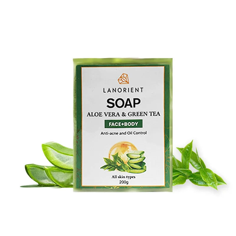 OEM LANORIENT Aloe Vera Soap Cleanser Anti-Acne Anti-Aging Skin Brightening Remove Dark Spots Oil Control Handmade Soap